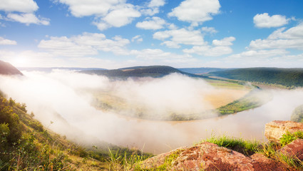 Inspiring image of the sinuous river flowing through Dnister canyon.
