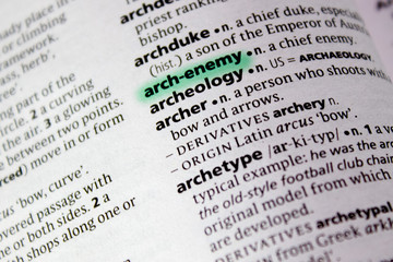 Arch-enemy word or phrase in a dictionary.