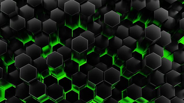 Black wall of honeycombs. Chaotic Cubes Wall Background. 3d Render