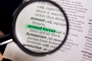 Armed forces word or phrase in a dictionary.