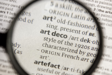 Art deco word or phrase in a dictionary.