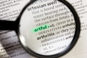 Artful word or phrase in a dictionary.