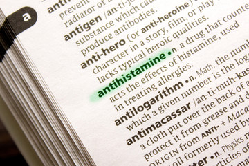 Antihistamine word or phrase in a dictionary.