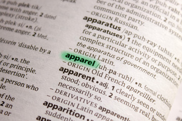 Apparel word or phrase in a dictionary.