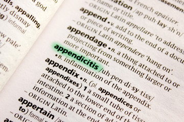 Appendicitis word or phrase in a dictionary.