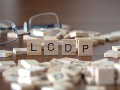 the acronym lcdp for Low-code development platform concept represented by wooden letter tiles