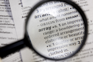 Array word or phrase in a dictionary.