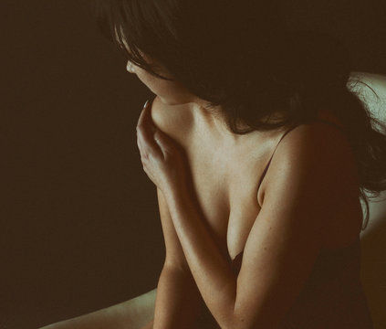 Frau Ausschnitt Busen torso Decoltee