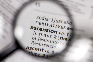 The word or phrase ascension in a dictionary.