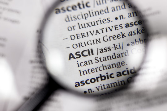 The word or phrase ASCII in a dictionary.
