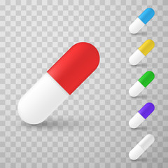 Pills, medicines and drugs realistic vector illustrations set