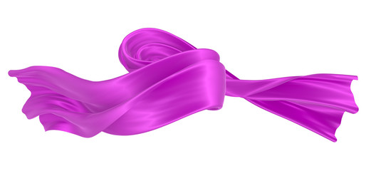 Beautiful flowing fabric of magenta wavy silk or satin. 3d rendering image.