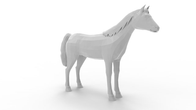 3d rendering of a horse isolated on white empty space background