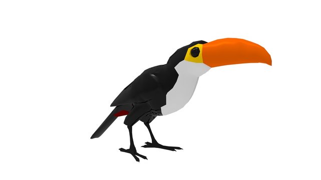 3d rendering of a tucan isolated on white background
