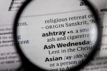 The word or phrase ashtray in a dictionary.