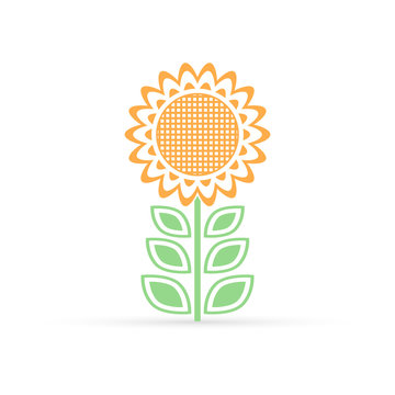 sunflower icon isolated on white, vector stock illustration