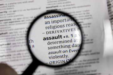 The word or phrase assault in a dictionary.