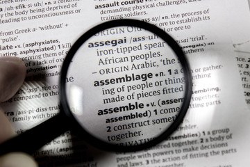 The word or phrase assemblage in a dictionary.