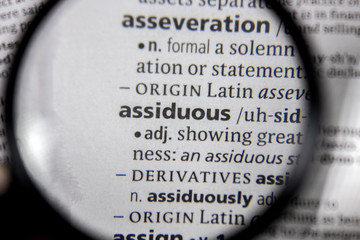 The word or phrase assiduous in a dictionary.