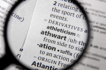 The word or phrase athwart in a dictionary.