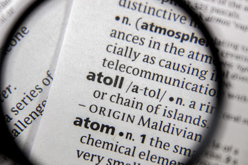 The word or phrase atoll in a dictionary.
