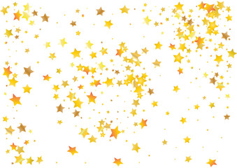 Festive glitter gold star confetti background. Abstract frame confetti texture for holiday, postcard, poster, website, carnivals, birthday and children's parties. Cover confetti mock-up. Wedding card