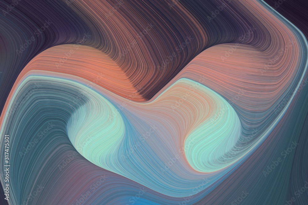Aufkleber abstract clean and fluid lines and waves canvas design with dark slate gray, rosy brown and pastel b