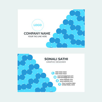 Unique modern clean blue white business card template print ready file for your company business