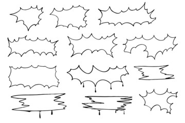 Evil frames halloween design elements. Set of scary barbed boards