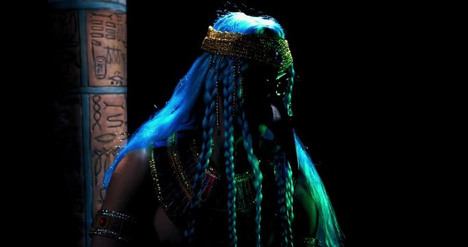 Colorful footage of an ancient deity Thoth the god of wisdom and writing, 4k