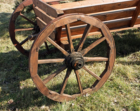 Antique wooden wheel.