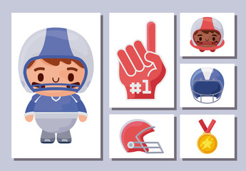 Super bowl icon set vector design