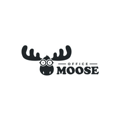 Smart moose logo animal deer elk wild illustration mascot zoo cartoon character nerd glasses geek student education education genius knowledge nerdy