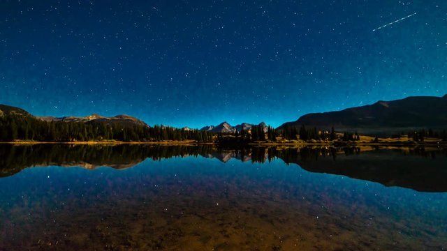  timelapse of Molas Lake with stars at night, South of Silverton, Route 550