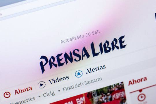 Ryazan, Russia - May 27, 2018: Homepage of PrensaLibre website on the display of PC, url - PrensaLibre.com.