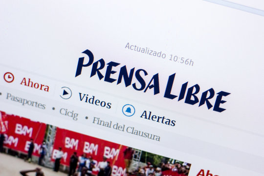 Ryazan, Russia - May 27, 2018: Homepage of PrensaLibre website on the display of PC, url - PrensaLibre.com.
