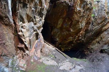 Abandoned mine and mining village in the forest. Norway