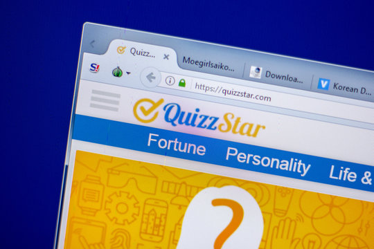 Ryazan, Russia - June 05, 2018: Homepage of QuizzStar website on the display of PC, url - QuizzStar.com.