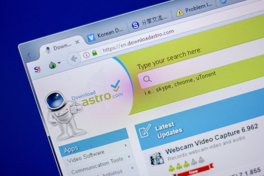 Ryazan, Russia - June 05, 2018: Homepage of DownloadAstro website on the display of PC, url - DownloadAstro.com.