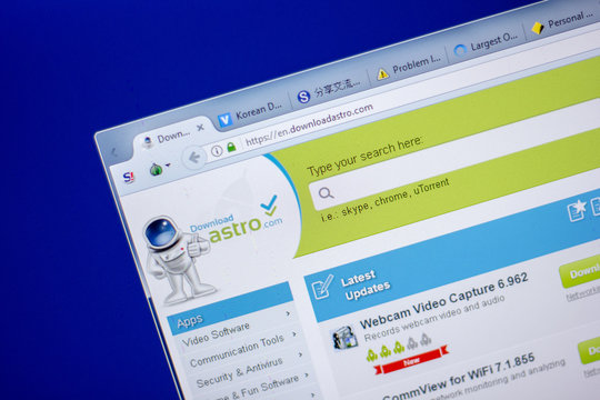 Ryazan, Russia - June 05, 2018: Homepage of DownloadAstro website on the display of PC, url - DownloadAstro.com.