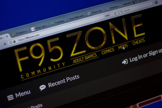 Ryazan, Russia - June 05, 2018: Homepage of F95zone website on the display of PC, url - F95zone.com.