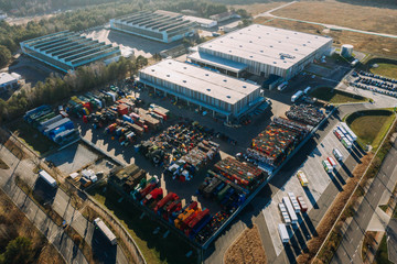 Aerial photo of modern industrial warehouse or factory buildings