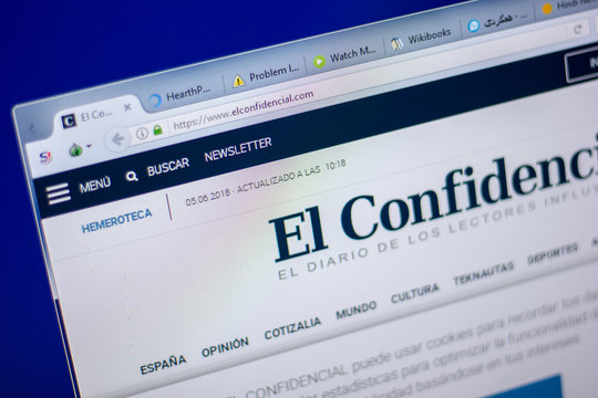 Ryazan, Russia - June 05, 2018: Homepage of ElConfidencial website on the display of PC, url - ElConfidencial.com.