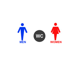 WC symbols, toilet sign, icon set isolated vector illustration flat design