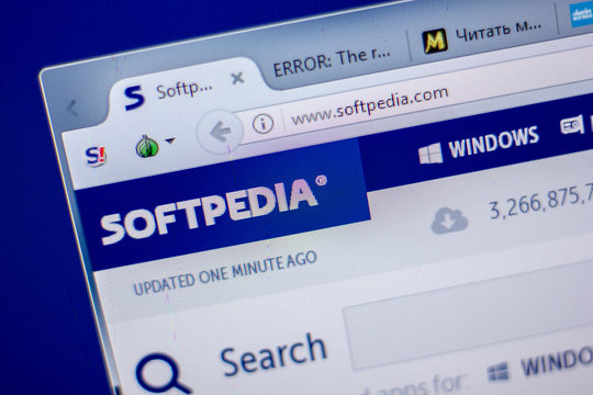 Ryazan, Russia - June 05, 2018: Homepage of SoftPedia website on the display of PC, url - SoftPedia.com.