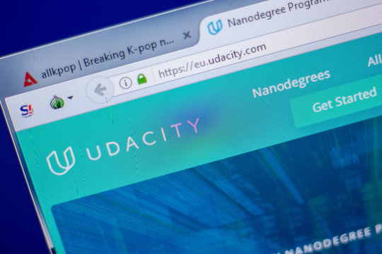Ryazan, Russia - June 05, 2018: Homepage of UdaCity website on the display of PC, url - UdaCity.com.