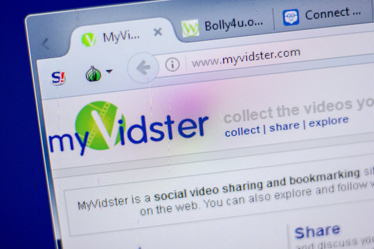 Ryazan, Russia - June 05, 2018: Homepage of MyVidster website on the display of PC, url - MyVidster.com.