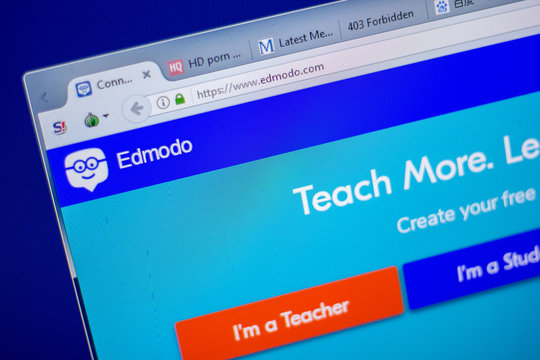 Ryazan, Russia - June 05, 2018: Homepage of Edmodo website on the display of PC, url - Edmodo.com.