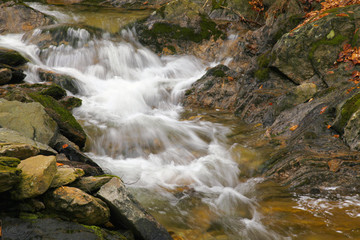  Waterfall on mountain stream in the National park Sumava-Czech Republic. Autumn landscape.