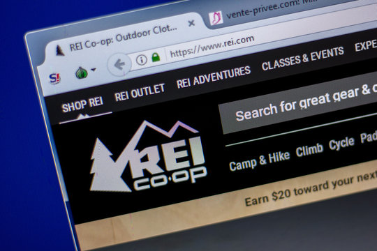 Ryazan, Russia - June 05, 2018: Homepage of Rei website on the display of PC, url - Rei.com.